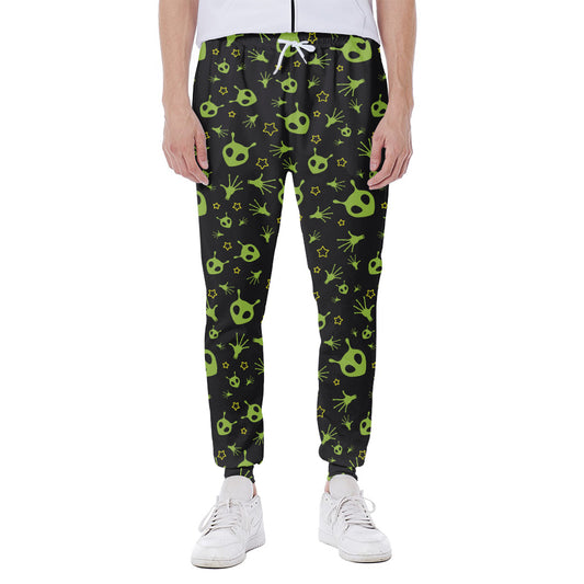Cute Green Alien Pattern Print Scuba Joggers