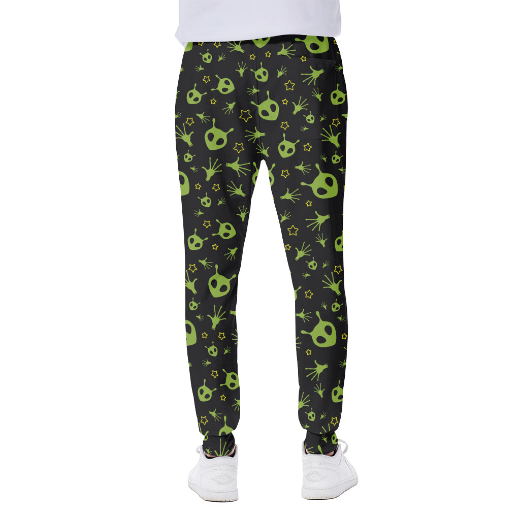 Cute Green Alien Pattern Print Scuba Joggers