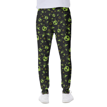 Cute Green Alien Pattern Print Scuba Joggers