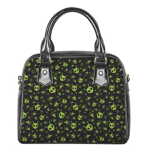 Cute Green Alien Pattern Print Shoulder Handbag