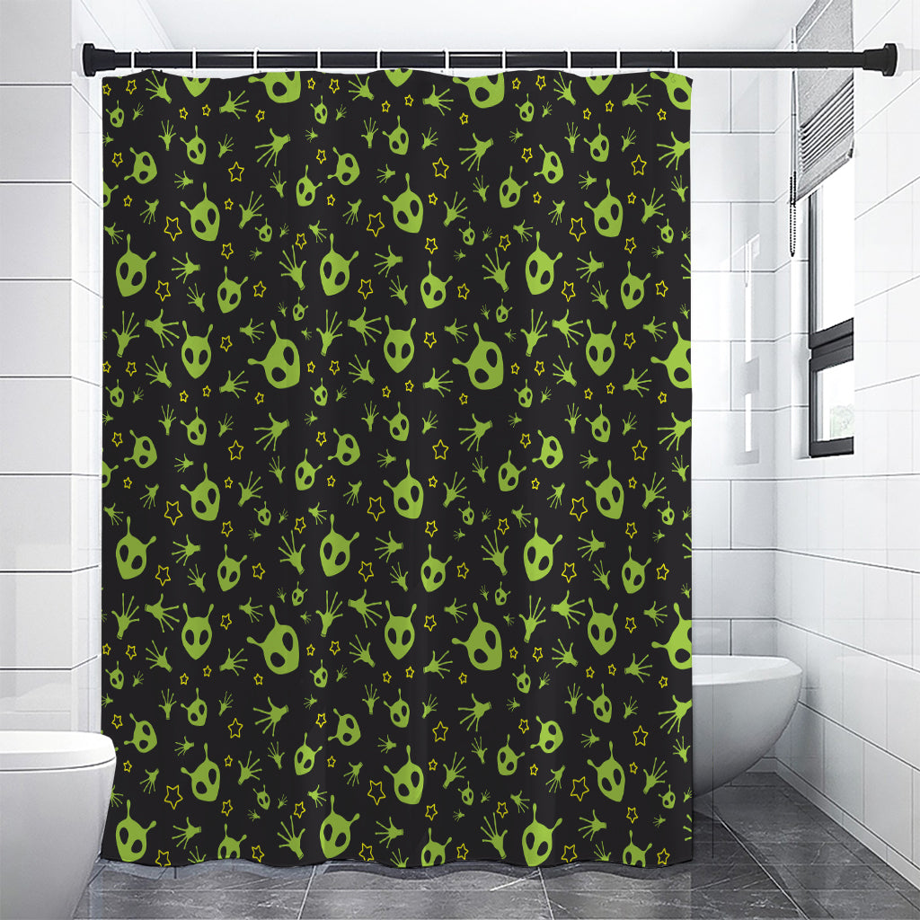 Cute Green Alien Pattern Print Shower Curtain