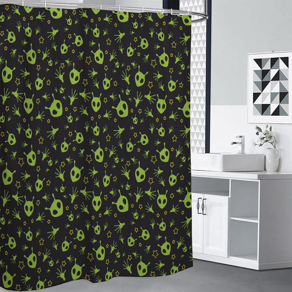 Cute Green Alien Pattern Print Shower Curtain