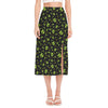 Cute Green Alien Pattern Print Side Slit Midi Skirt