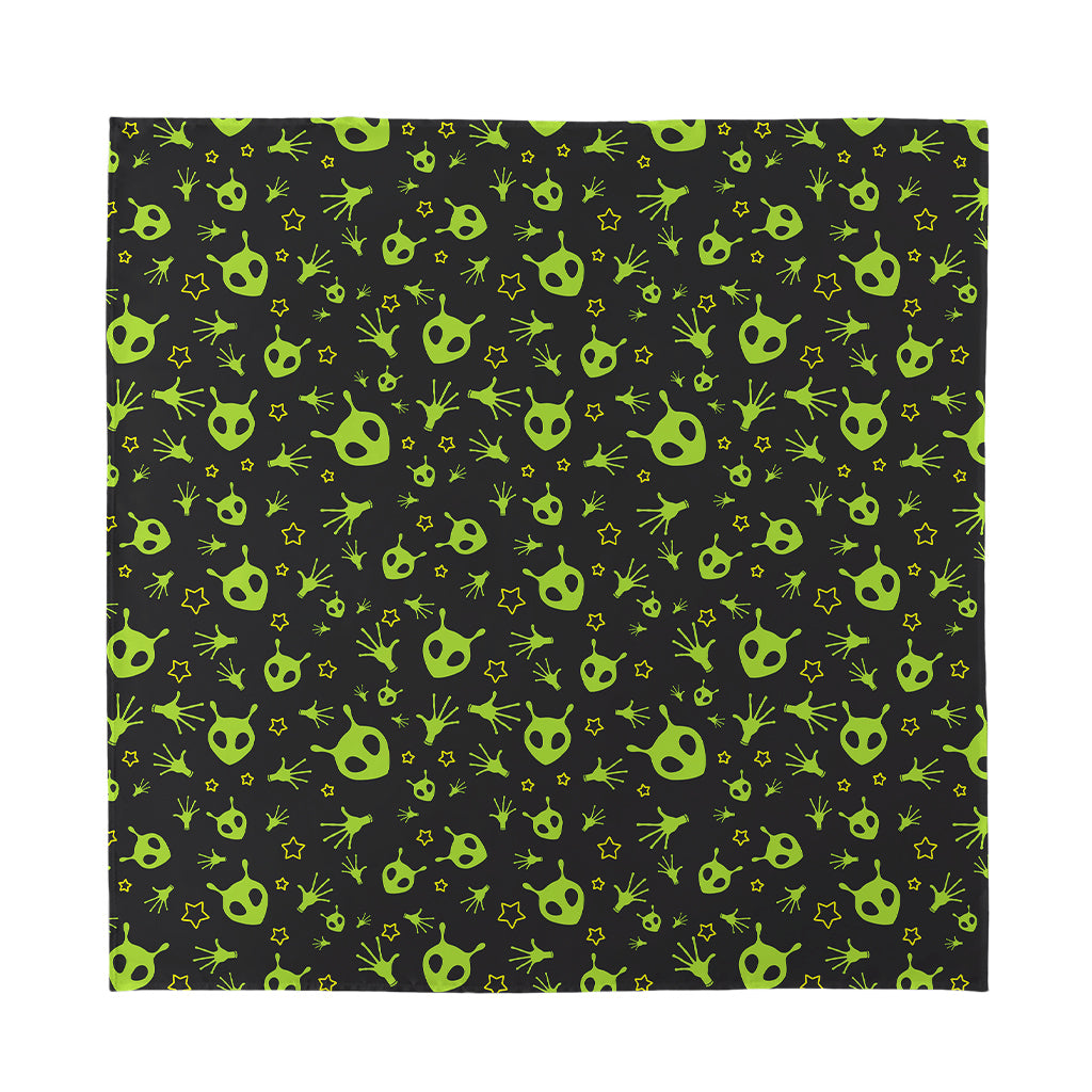 Cute Green Alien Pattern Print Silk Bandana