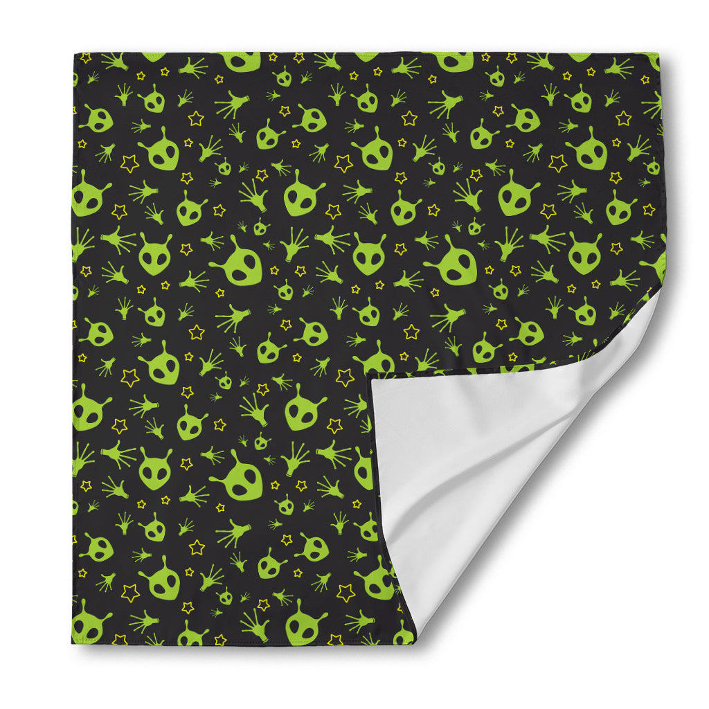 Cute Green Alien Pattern Print Silk Bandana