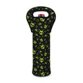 Cute Green Alien Pattern Print Single Neoprene Wine Tote