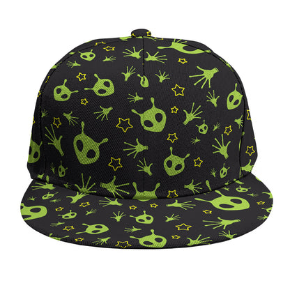 Cute Green Alien Pattern Print Snapback Cap