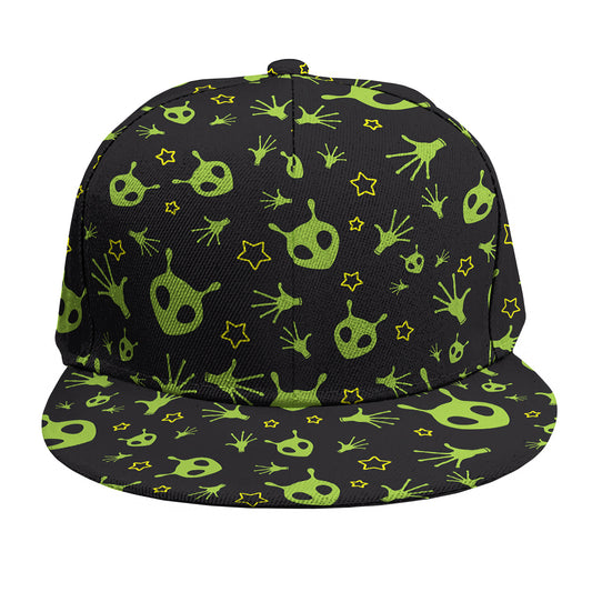 Cute Green Alien Pattern Print Snapback Cap