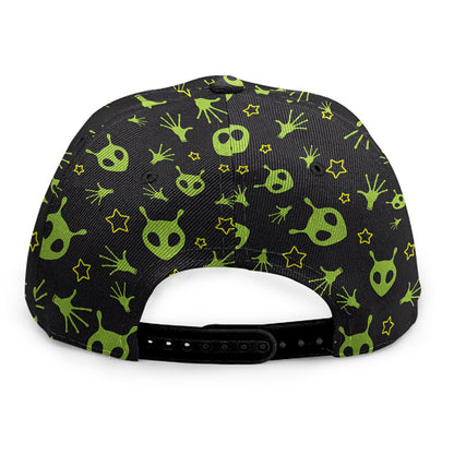 Cute Green Alien Pattern Print Snapback Cap