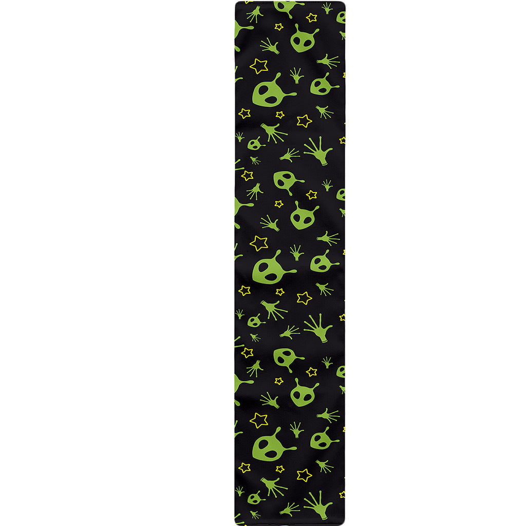Cute Green Alien Pattern Print Table Runner