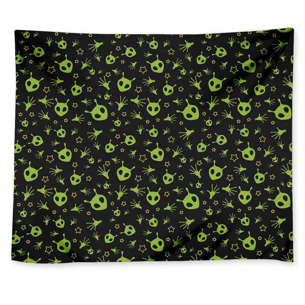 Cute Green Alien Pattern Print Tapestry