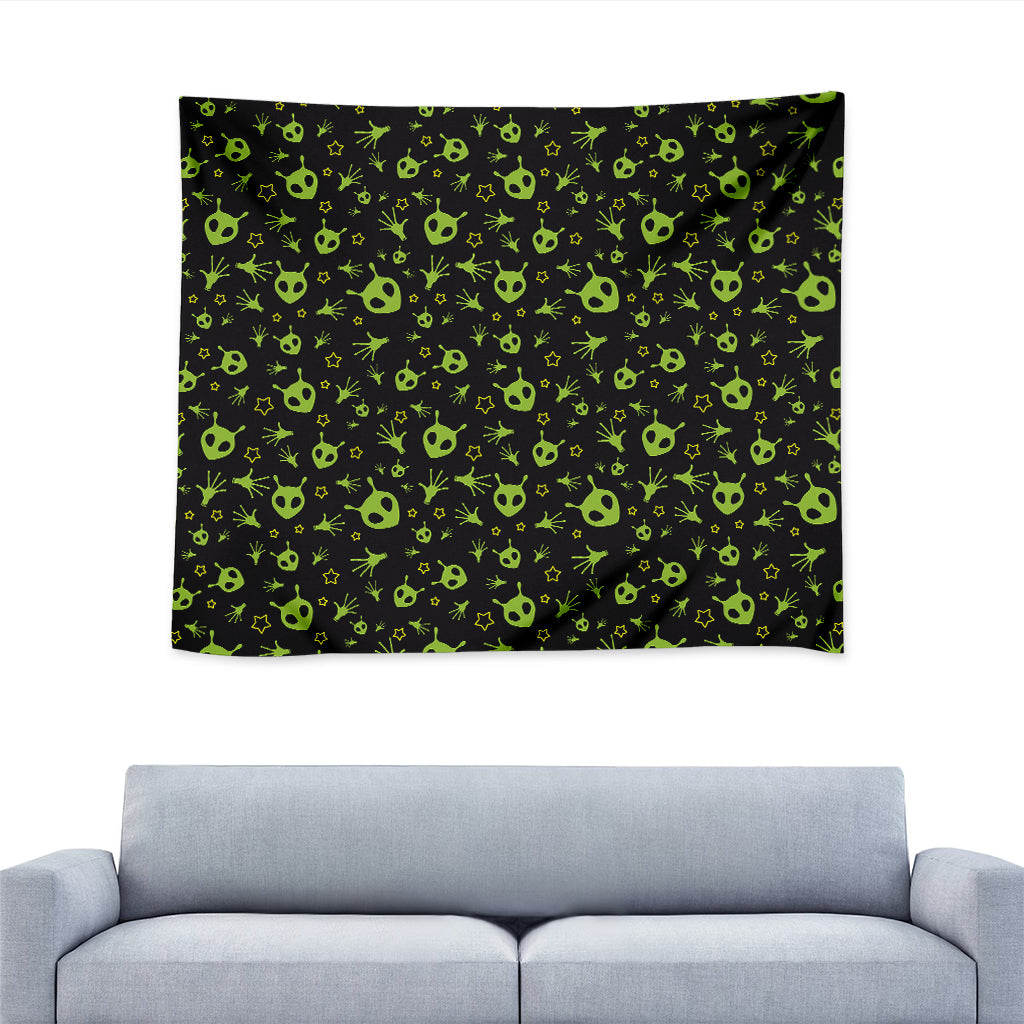 Cute Green Alien Pattern Print Tapestry