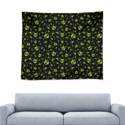 Cute Green Alien Pattern Print Tapestry