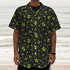 Cute Green Alien Pattern Print Textured Short Sleeve Shirt