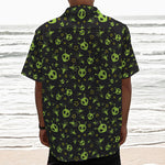 Cute Green Alien Pattern Print Textured Short Sleeve Shirt