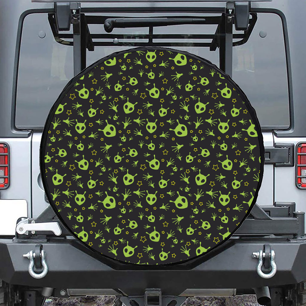 Cute Green Alien Pattern Print Tire Cover