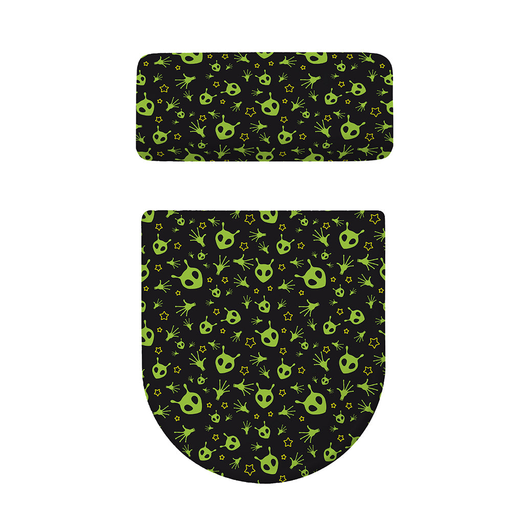 Cute Green Alien Pattern Print Toilet Lid And Tank Cover Set
