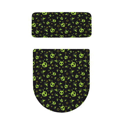 Cute Green Alien Pattern Print Toilet Lid And Tank Cover Set