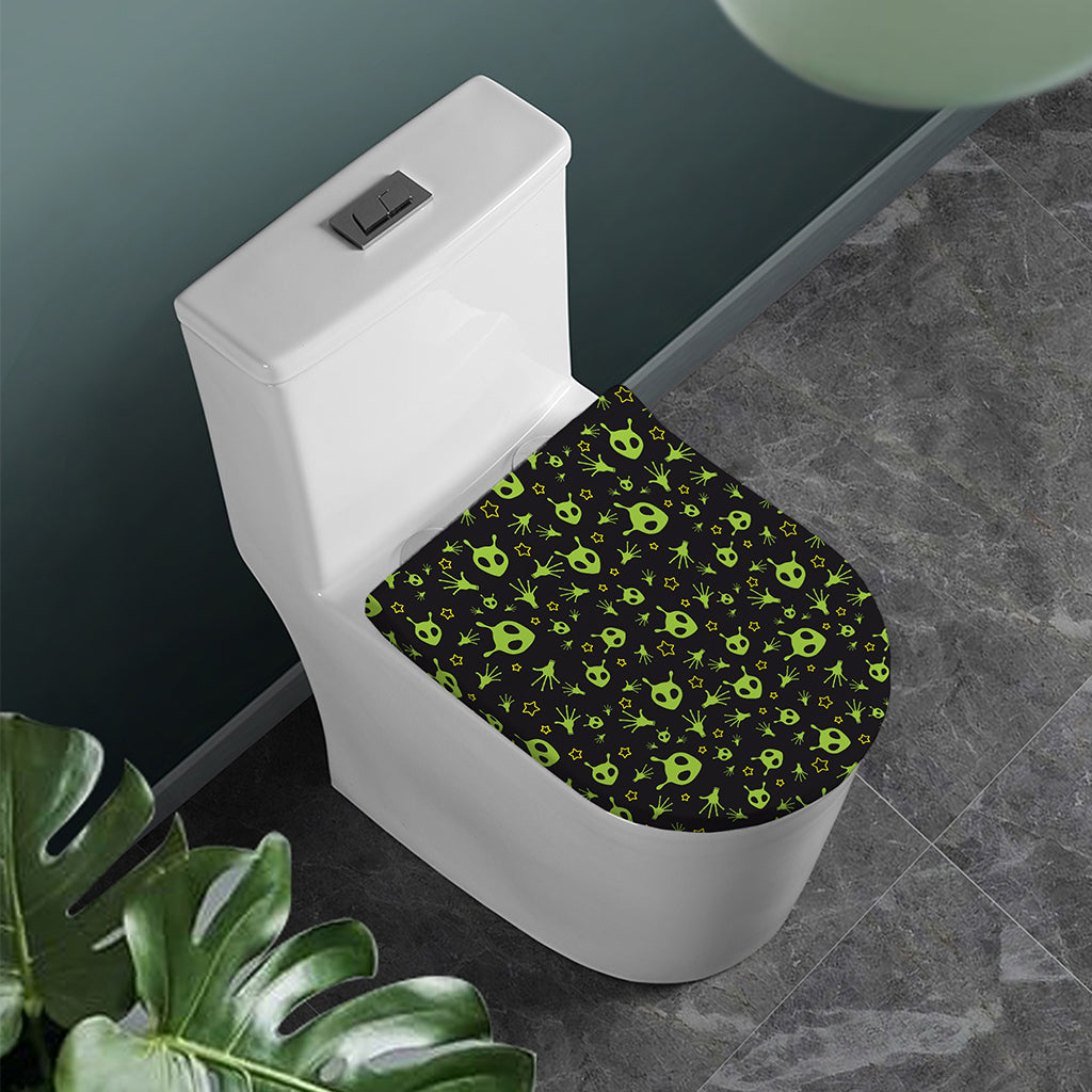 Cute Green Alien Pattern Print Toilet Lid Cover