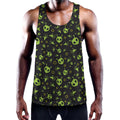 Cute Green Alien Pattern Print Men's Workout Tank Top
