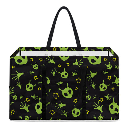 Cute Green Alien Pattern Print Utility Tote Bag