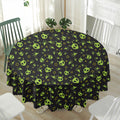 Cute Green Alien Pattern Print Waterproof Round Tablecloth