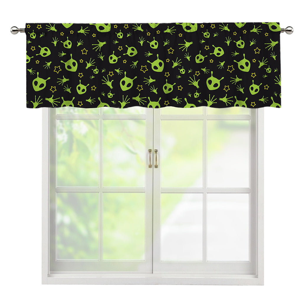 Cute Green Alien Pattern Print Window Valance