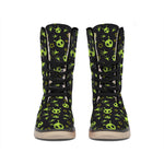 Cute Green Alien Pattern Print Winter Boots