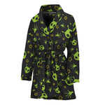 Cute Green Alien Pattern Print Women's Bathrobe