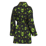 Cute Green Alien Pattern Print Women's Bathrobe