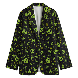 Cute Green Alien Pattern Print Women's Blazer