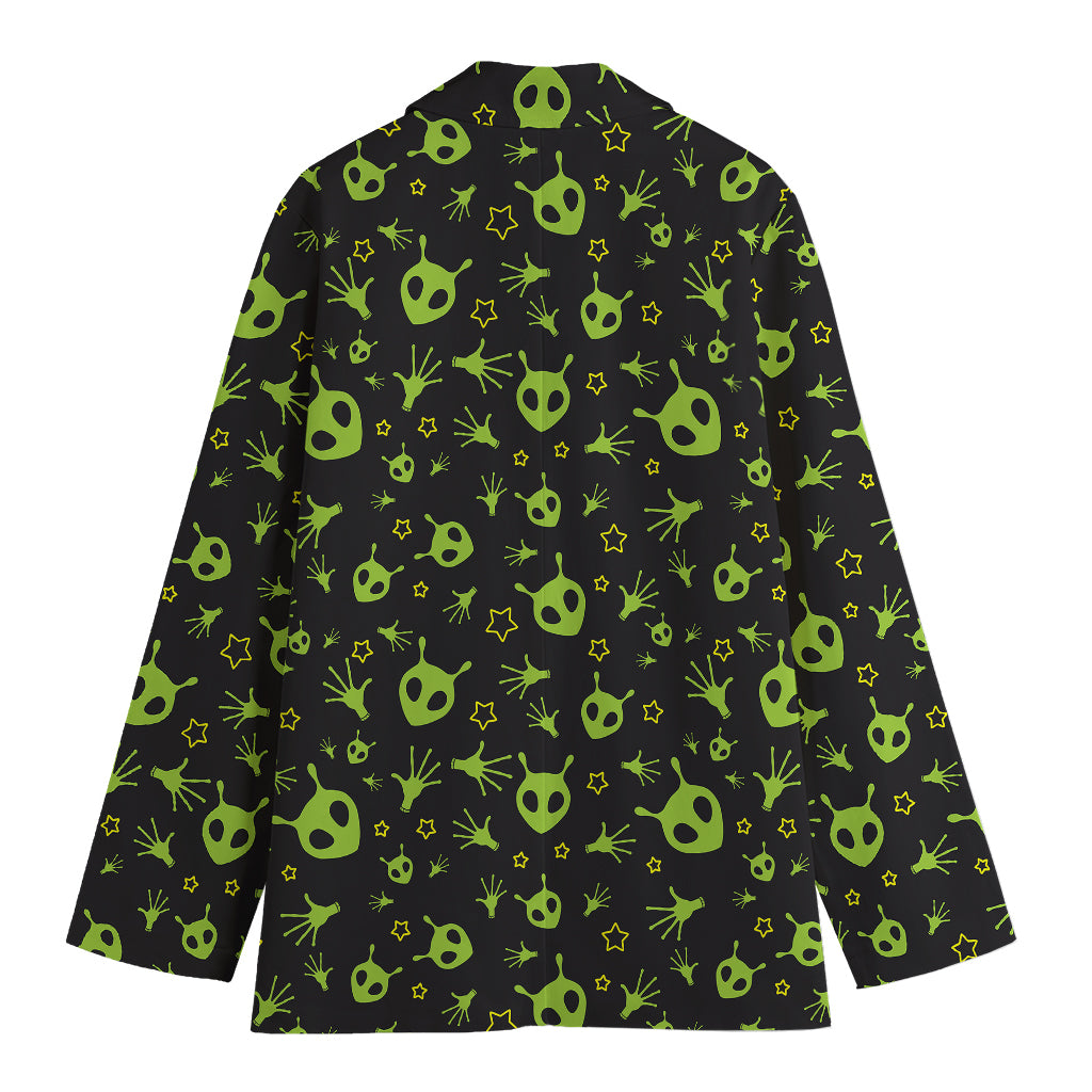 Cute Green Alien Pattern Print Women's Blazer