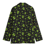 Cute Green Alien Pattern Print Women's Cotton Blazer