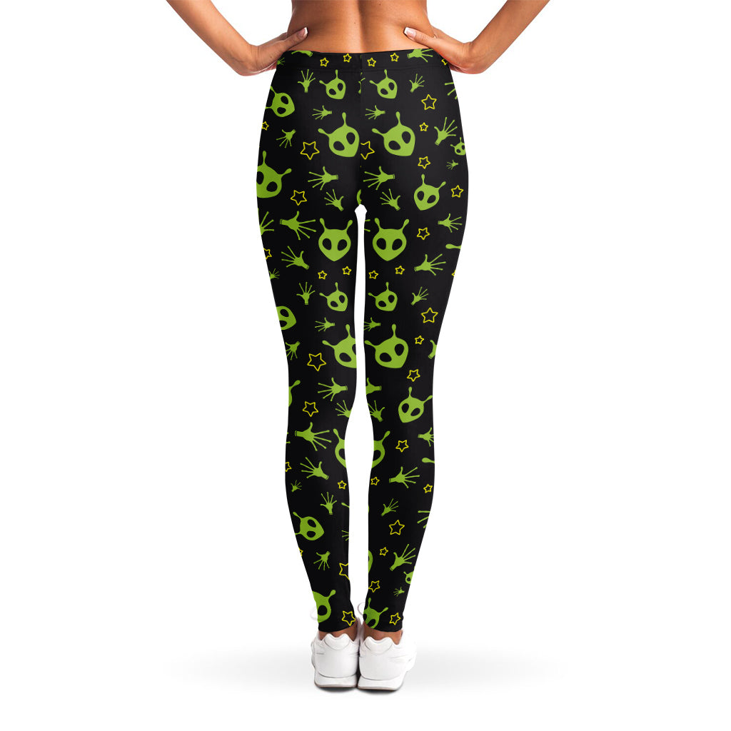 Cute Green Alien Pattern Print Women's Leggings