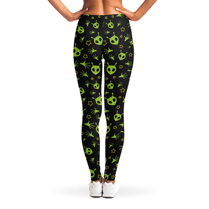 Cute Green Alien Pattern Print Women's Leggings
