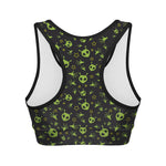 Cute Green Alien Pattern Print Women's Sports Bra