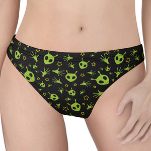 Cute Green Alien Pattern Print Women's Thong