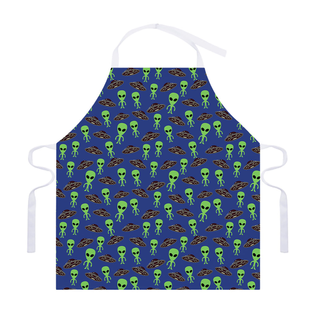 Cute Green Alien UFO Print Adjustable Apron