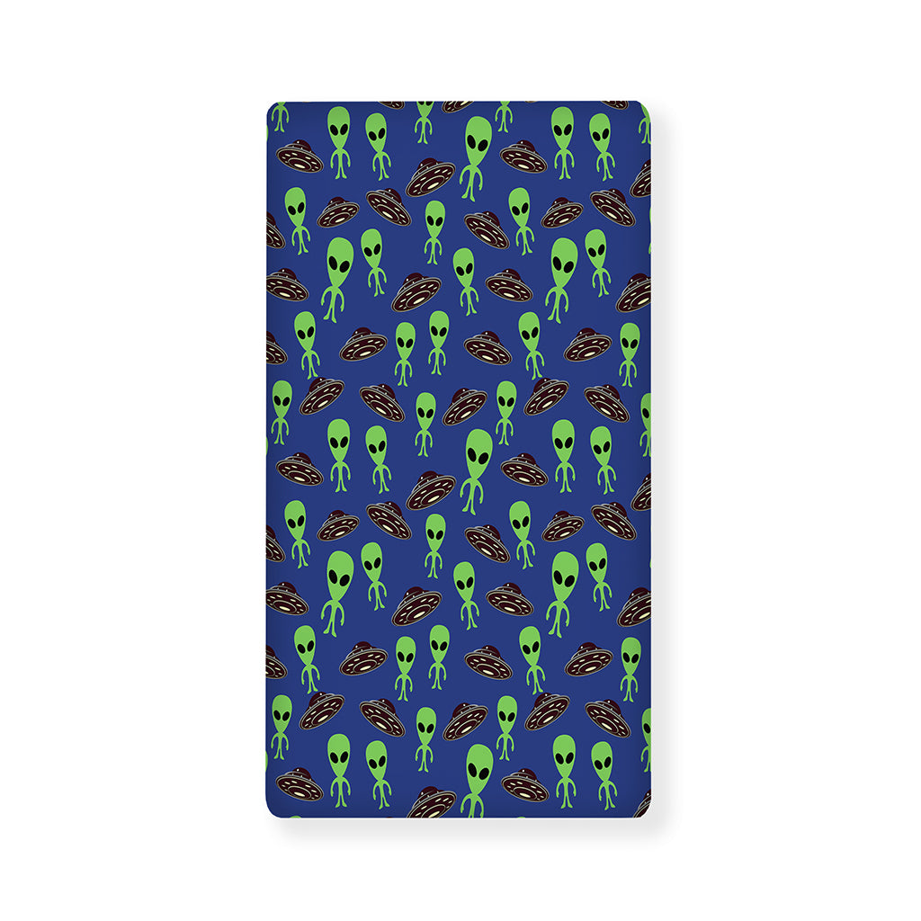 Cute Green Alien UFO Print Baby Crib Sheet