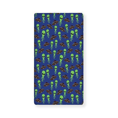 Cute Green Alien UFO Print Baby Crib Sheet