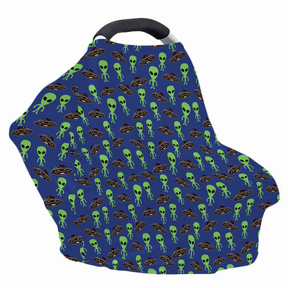 Cute Green Alien UFO Print Baby Seat Cover