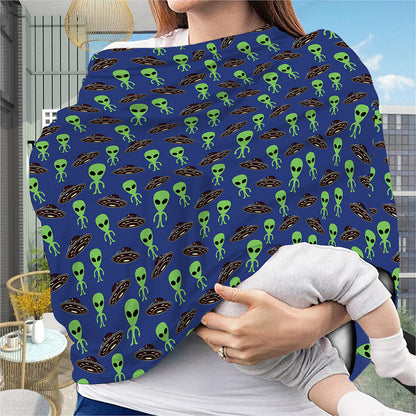 Cute Green Alien UFO Print Baby Seat Cover