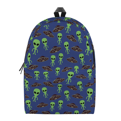 Cute Green Alien UFO Print Backpack