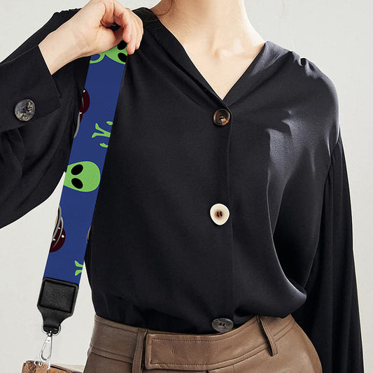 Cute Green Alien UFO Print Bag Strap