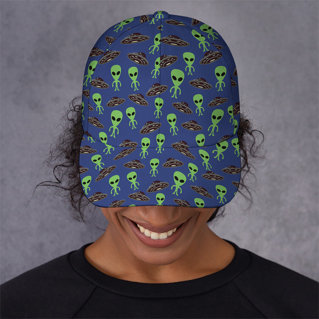 Cute Green Alien UFO Print Baseball Cap