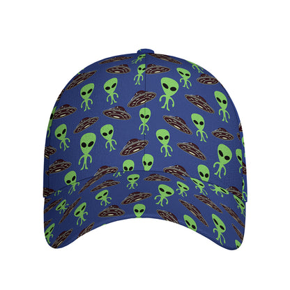 Cute Green Alien UFO Print Baseball Cap