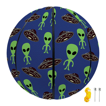 Cute Green Alien UFO Print Basketball