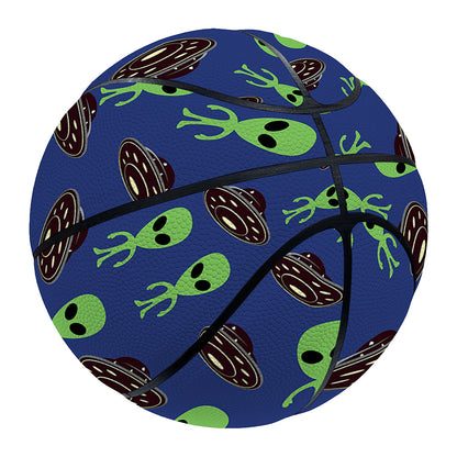 Cute Green Alien UFO Print Basketball