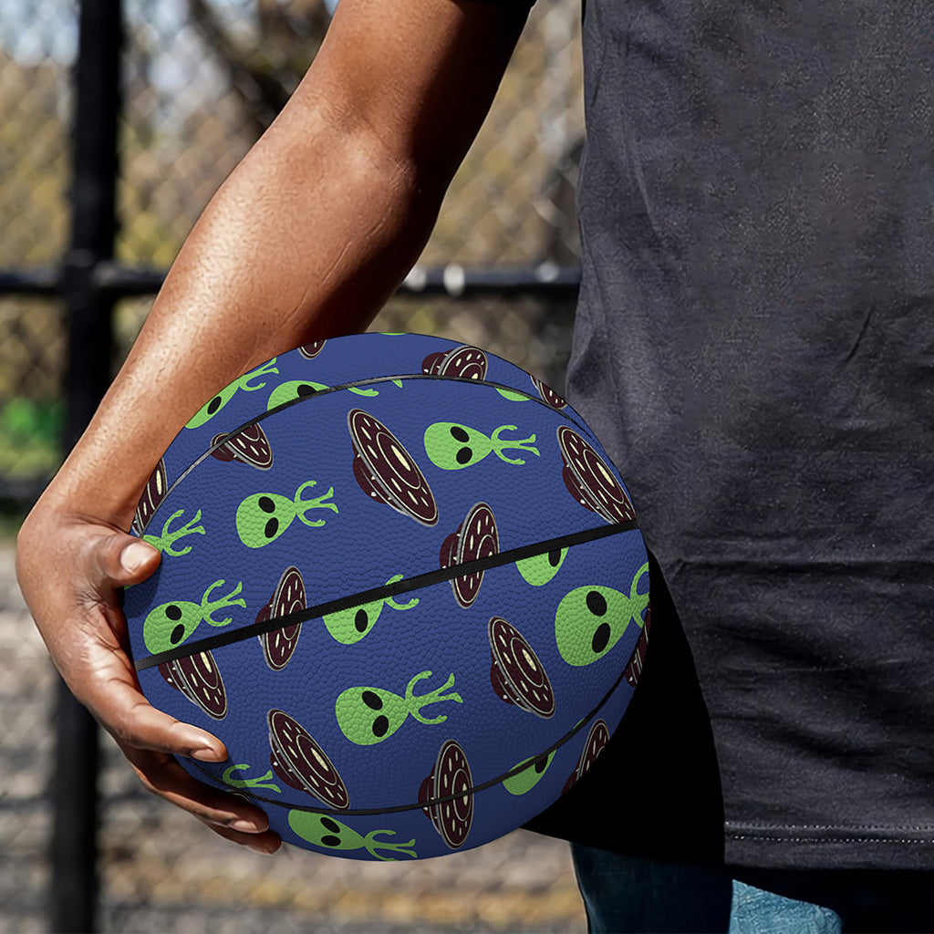 Cute Green Alien UFO Print Basketball
