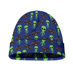 Cute Green Alien UFO Print Beanie